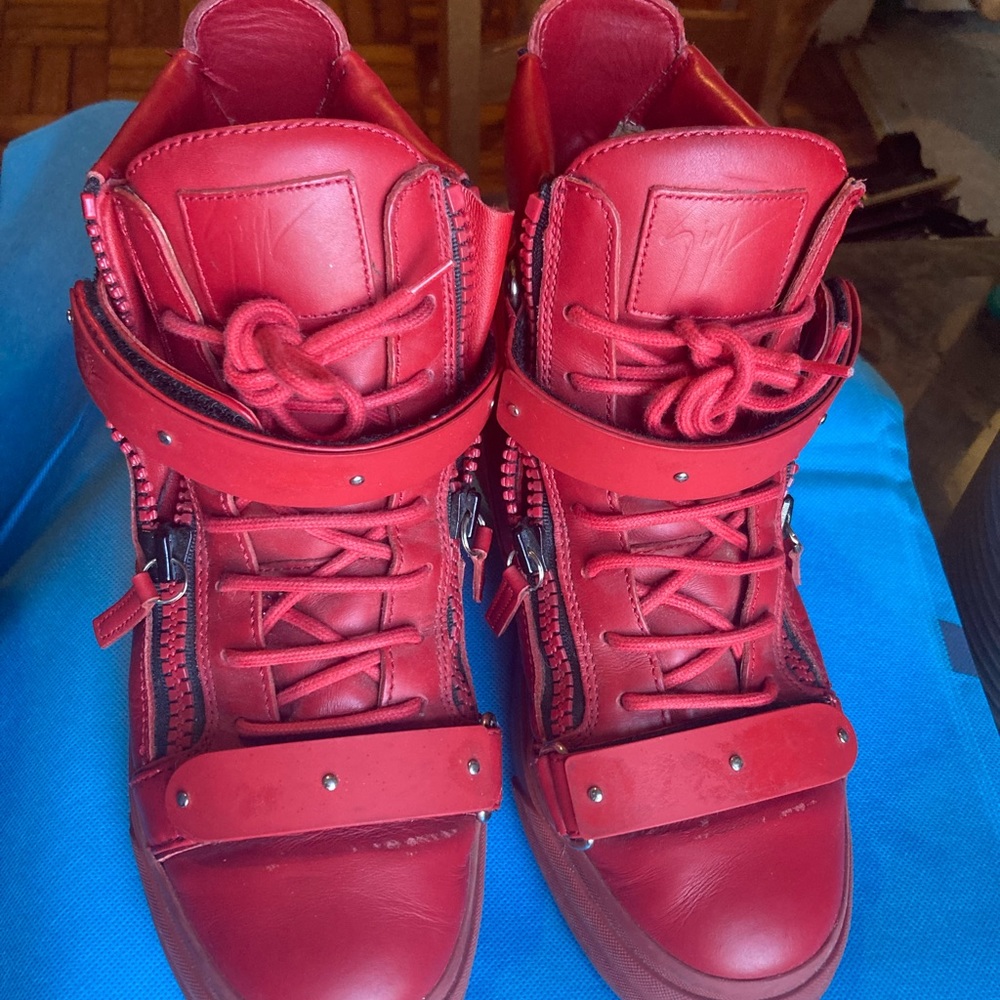 Giuseppe Zanotti Red Leather Hightop